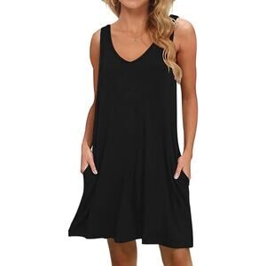 MISFAY Womens Summer Casual T Shirt Dress Beach Cover up Tank Dress Small